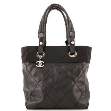 CHANEL Biarritz Tote Quilted Coated Canvas Small