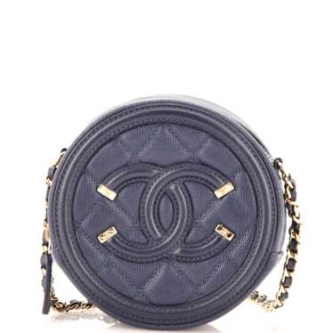 CHANEL Filigree Round Clutch with Chain Quilted C… - image 1