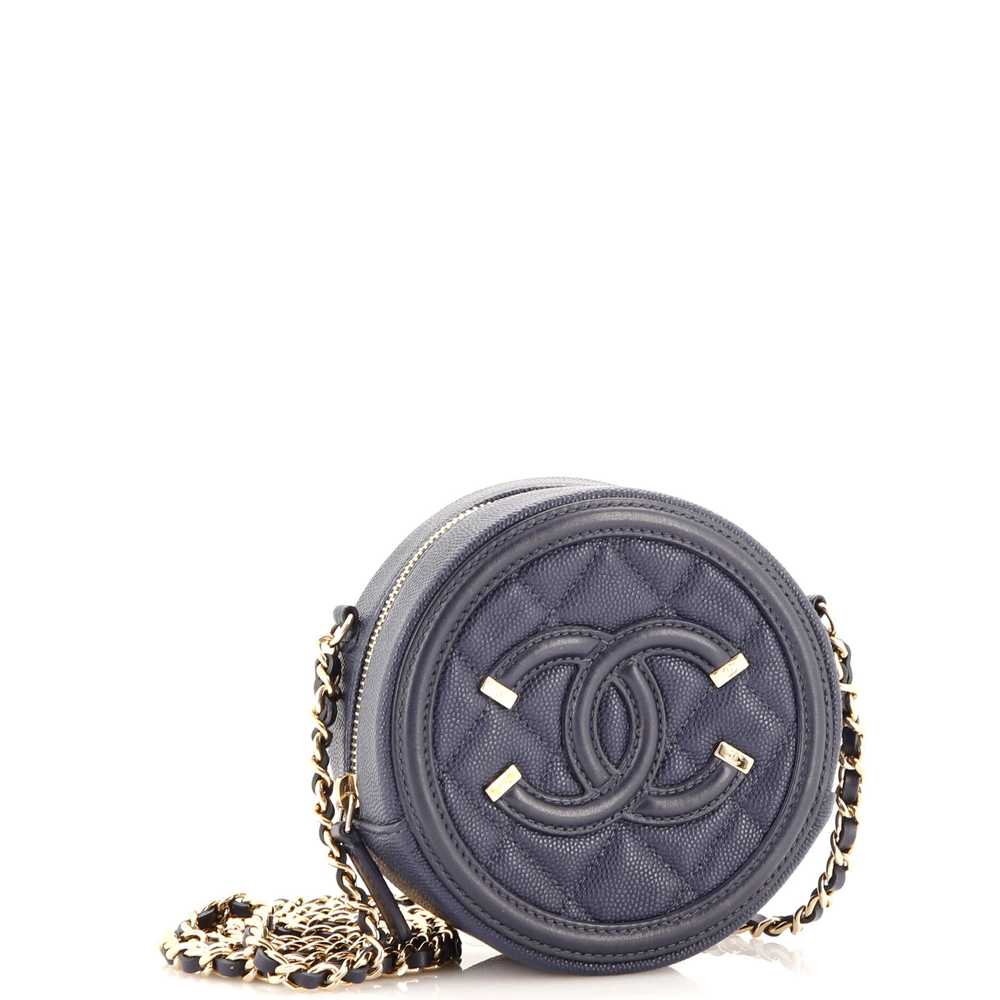 CHANEL Filigree Round Clutch with Chain Quilted C… - image 2