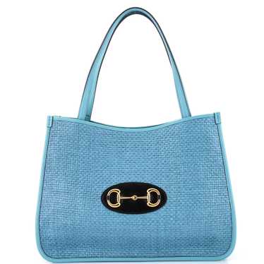 GUCCI Horsebit 1955 Tote Raffia and Leather Medium