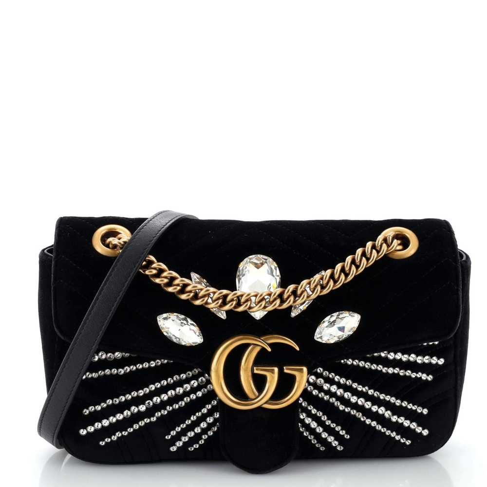 GUCCI GG Marmont Flap Bag Crystal Embellished Mat… - image 1