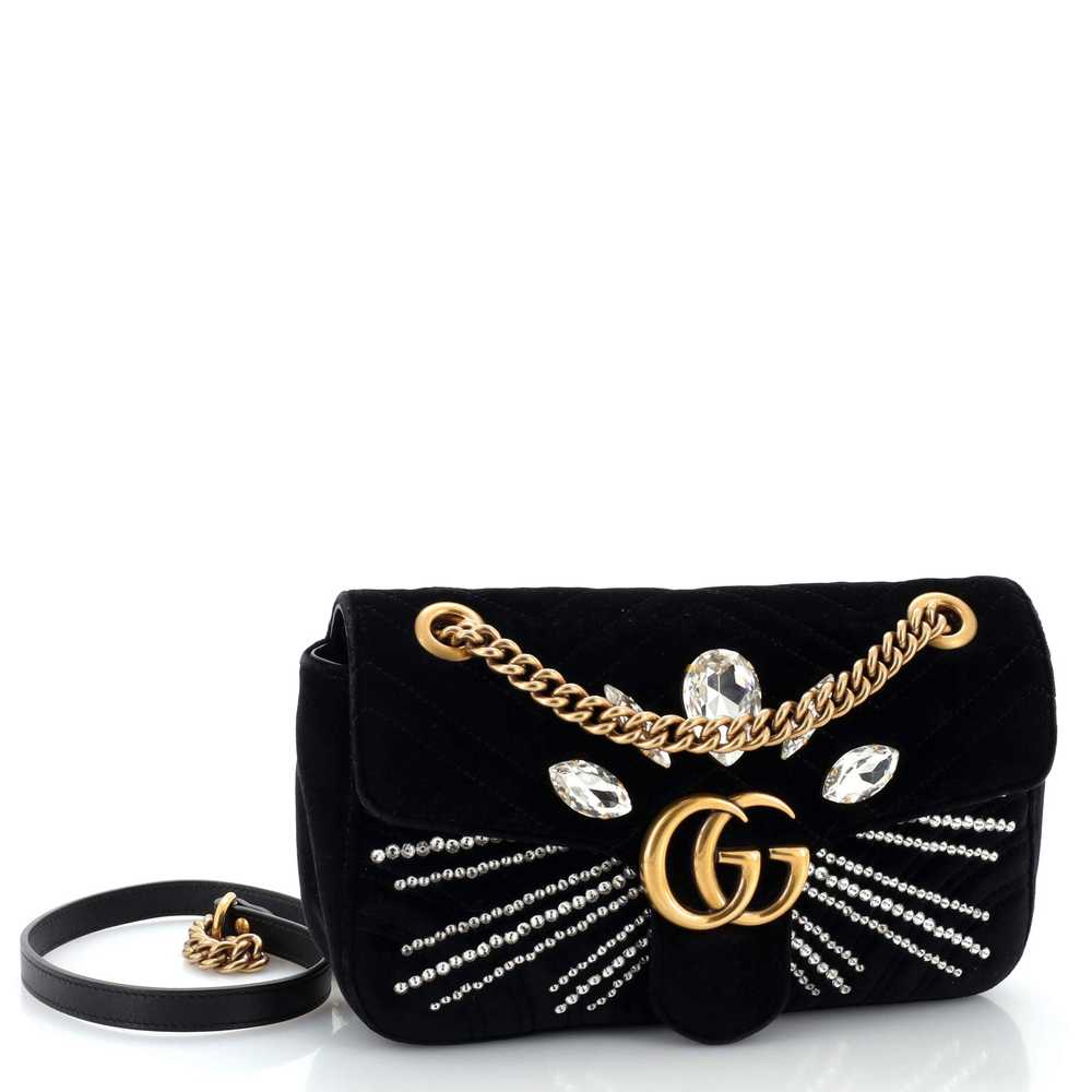 GUCCI GG Marmont Flap Bag Crystal Embellished Mat… - image 2