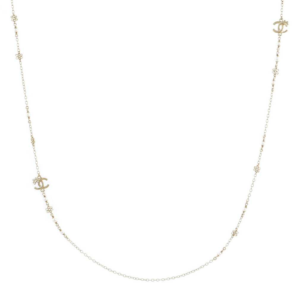 CHANEL CC Flower Long Necklace - image 1