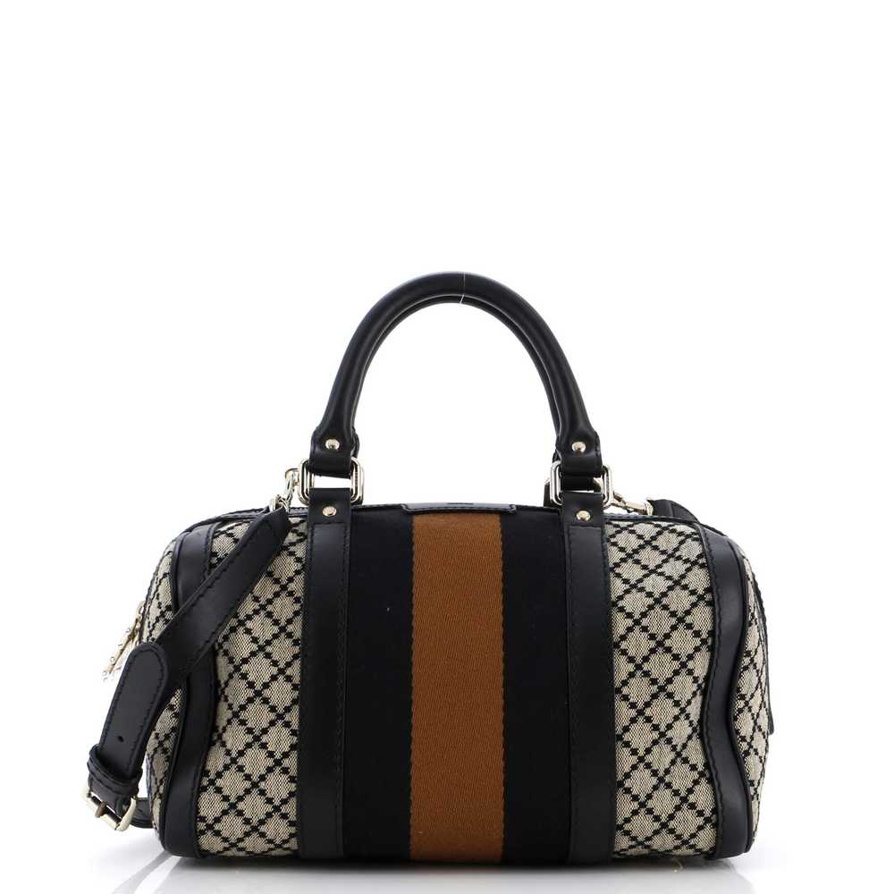 GUCCI Vintage Web Boston Bag Diamante Canvas Small - image 1