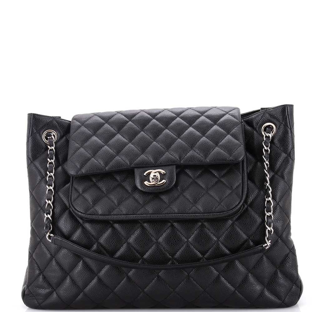 CHANEL Classic Flap Shopping Tote Quilted Caviar … - image 1