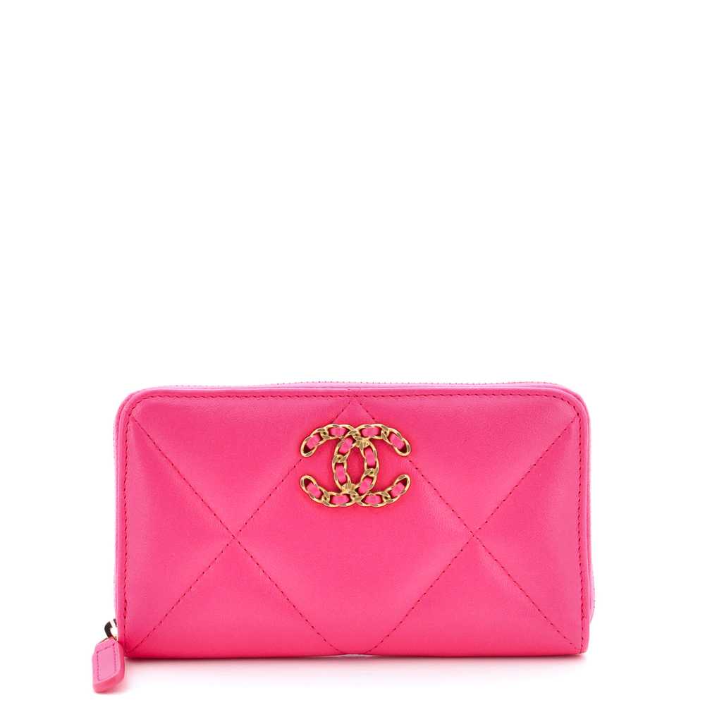 CHANEL 19 Zip Around Wallet Quilted Goatskin Medi… - image 1