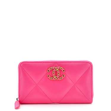 CHANEL 19 Zip Around Wallet Quilted Goatskin Medi… - image 1