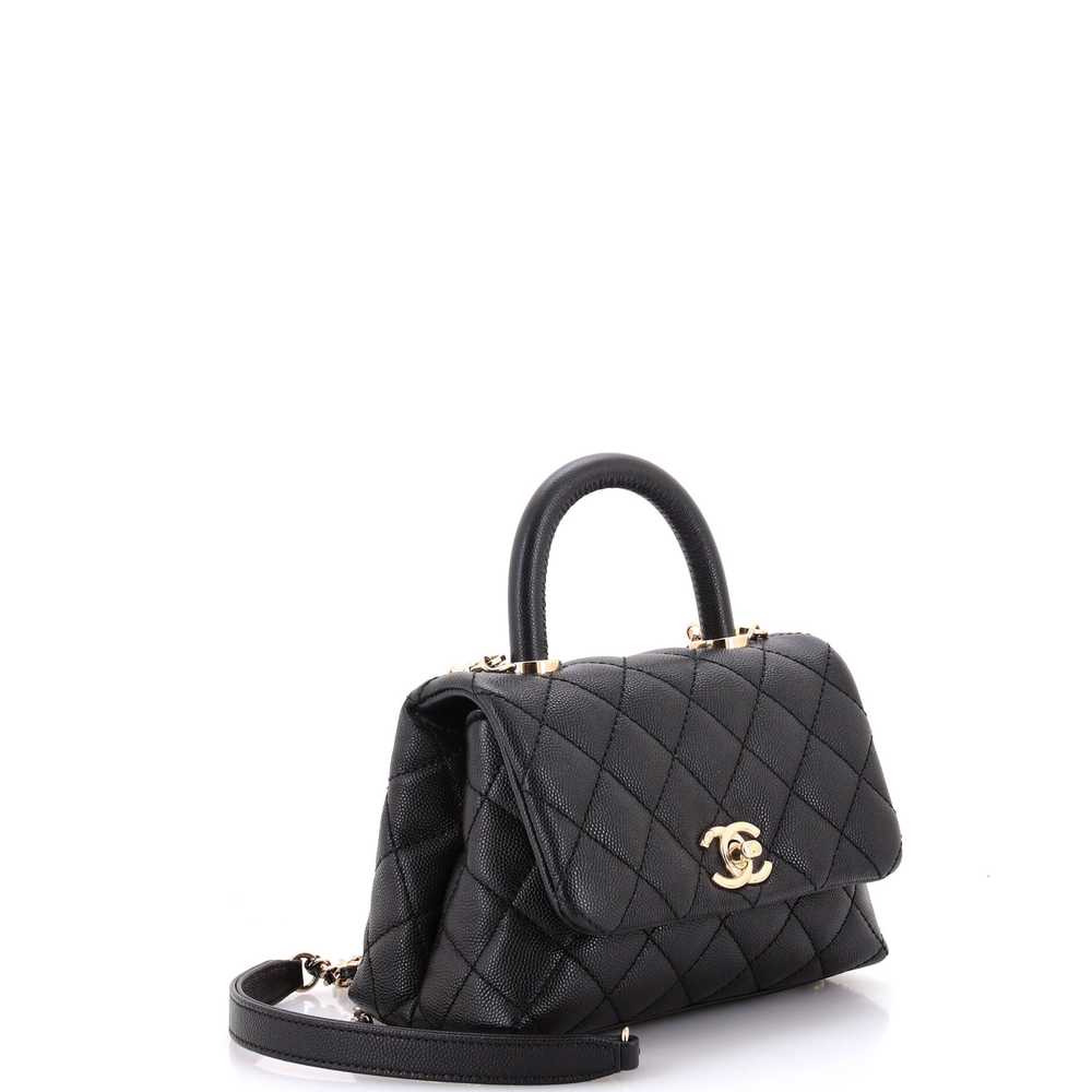 CHANEL Coco Top Handle Bag Quilted Caviar Extra M… - image 2