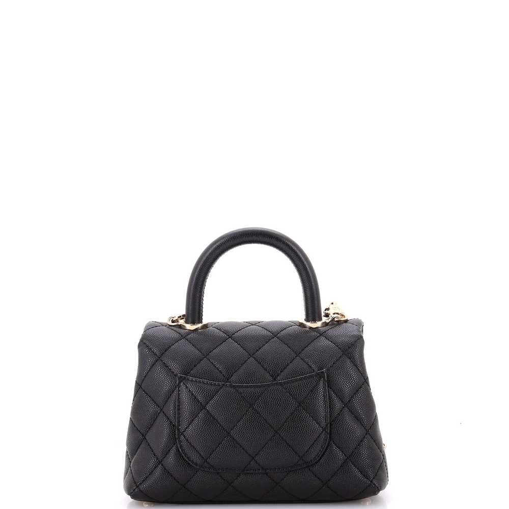 CHANEL Coco Top Handle Bag Quilted Caviar Extra M… - image 3