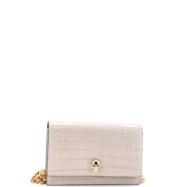 Alexander McQueen Skull Chain Crossbody Bag Crocod