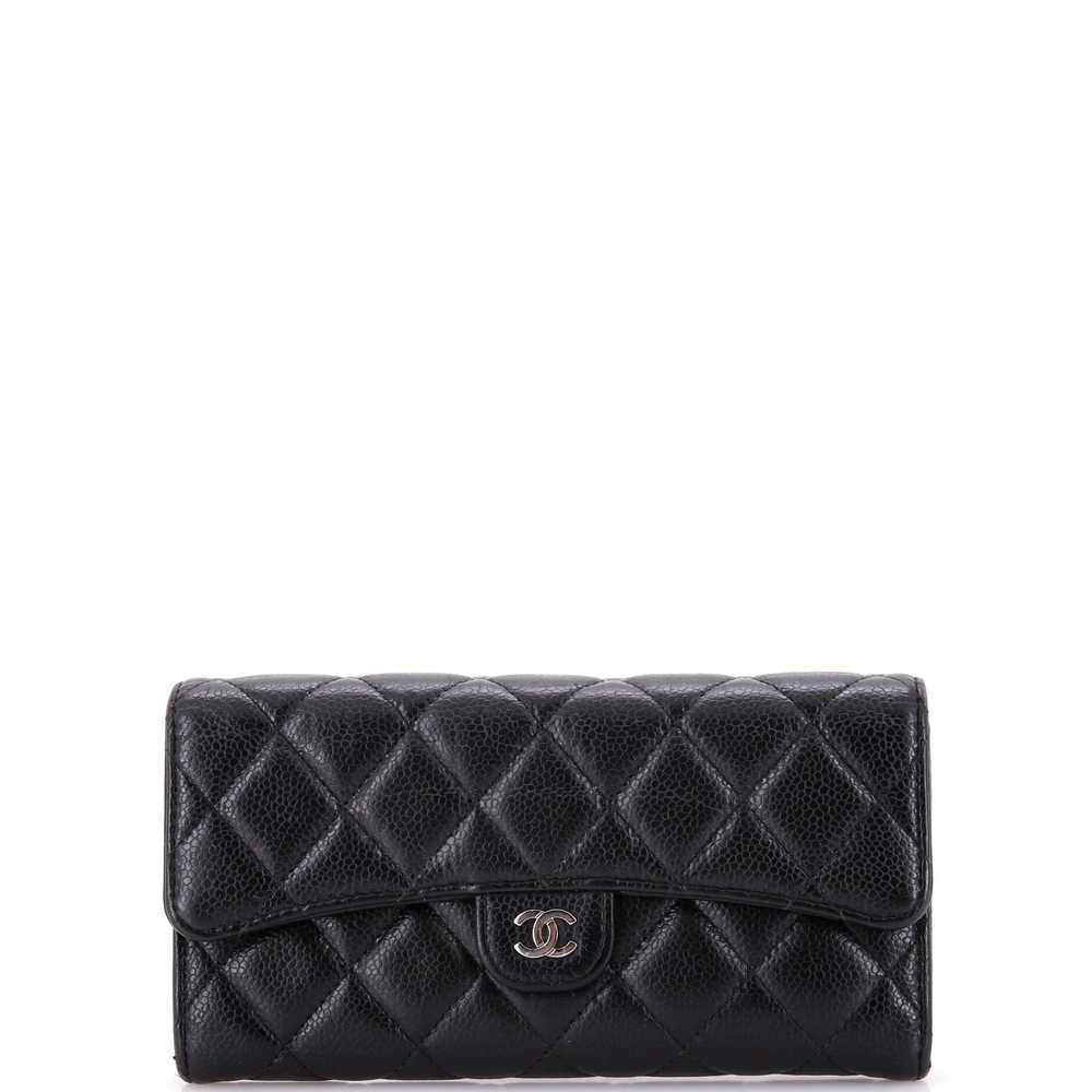 CHANEL CC Gusset Classic Flap Wallet Quilted Cavi… - image 1