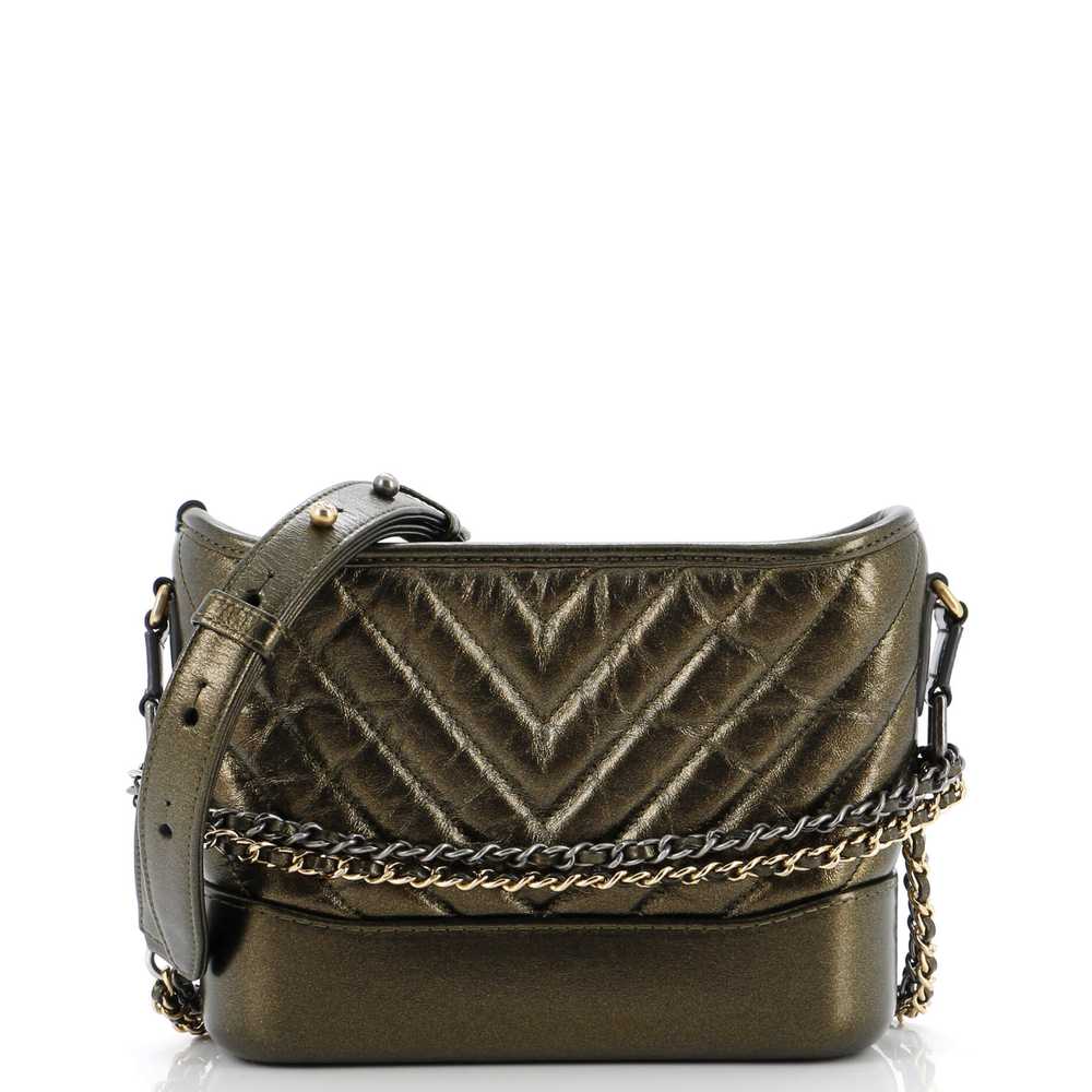 CHANEL Gabrielle Hobo Chevron Metallic Aged Calfs… - image 1