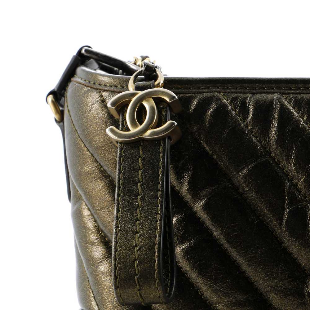 CHANEL Gabrielle Hobo Chevron Metallic Aged Calfs… - image 7