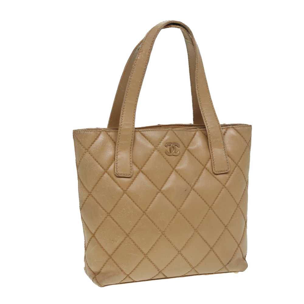 CHANEL Wild Stitch Hand Bag Leather Brown Gold CC… - image 1