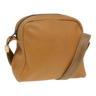 LOEWE Anagram Shoulder Bag Leather Yellow Auth 87… - image 1