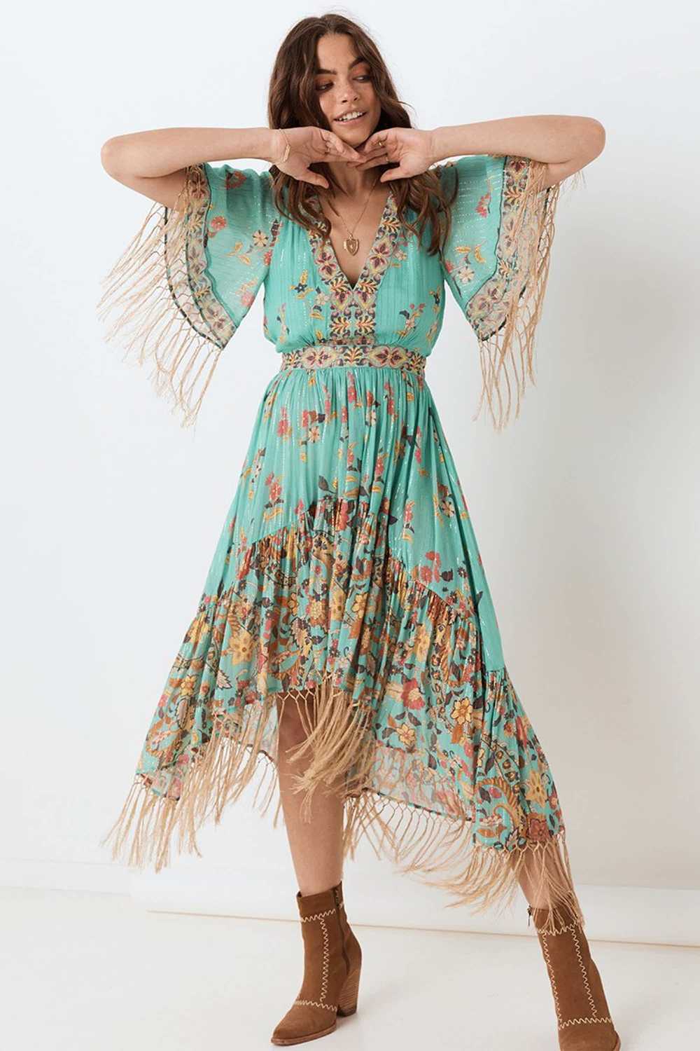 Spell USA Hendrix Tasselled Dress - image 1