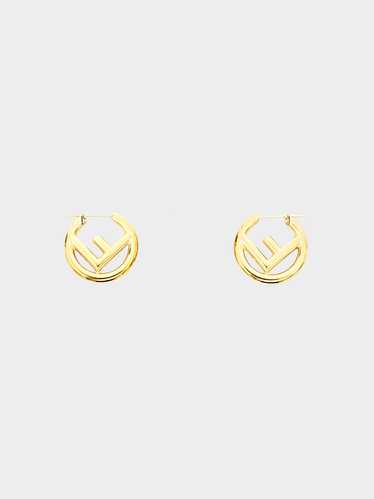 Fendi 2020s Gold F Logo Hoop Earrings