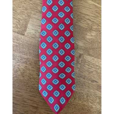 Vintage Elegant Medallion Pattern Silk Tie in Red… - image 1