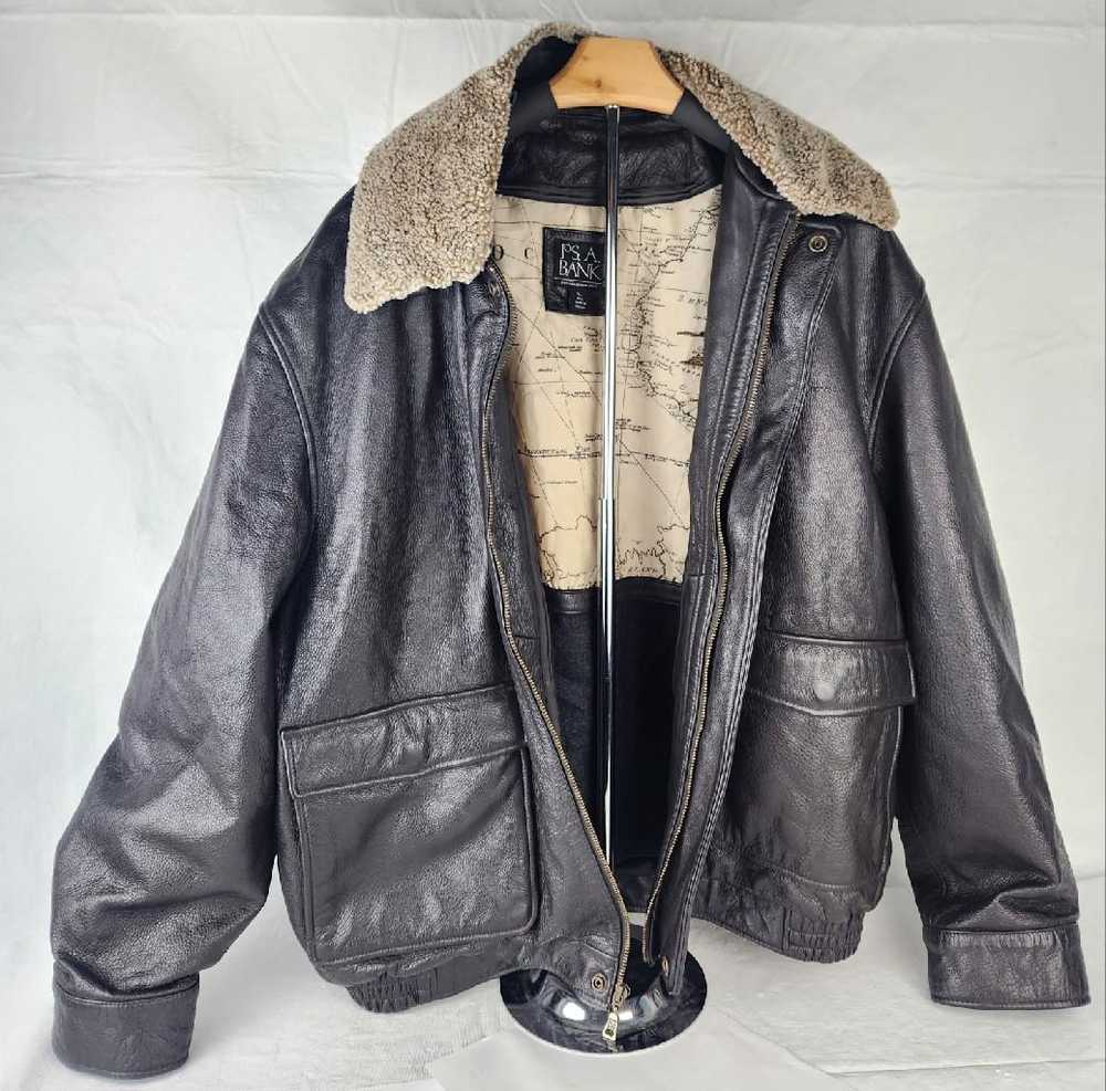 Quality Jos. A Bank Men's Leather Bomber Jacket w… - image 3