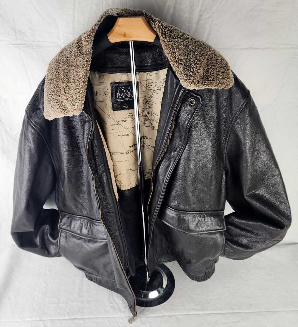 Quality Jos. A Bank Men's Leather Bomber Jacket w… - image 4