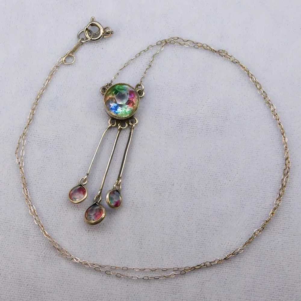 Vintage Iris Rainbow Glass Lingerie Drop Necklace… - image 10