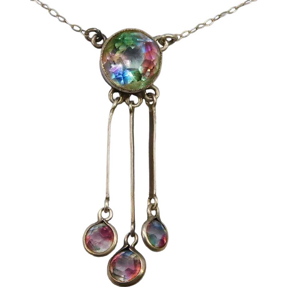 Vintage Iris Rainbow Glass Lingerie Drop Necklace… - image 1