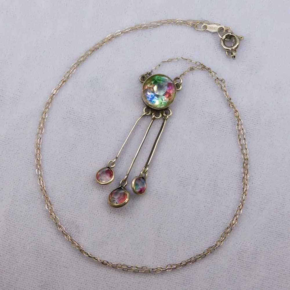 Vintage Iris Rainbow Glass Lingerie Drop Necklace… - image 2