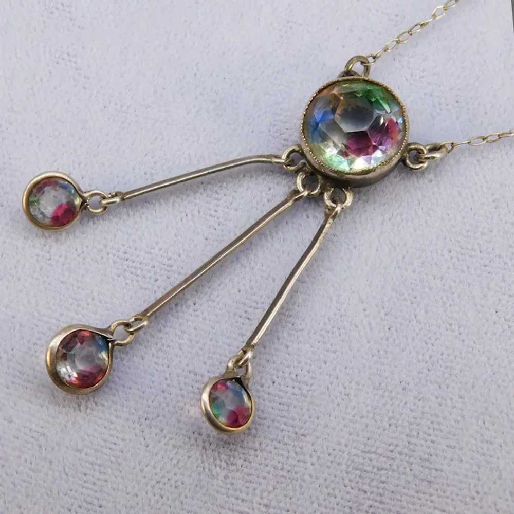 Vintage Iris Rainbow Glass Lingerie Drop Necklace… - image 3