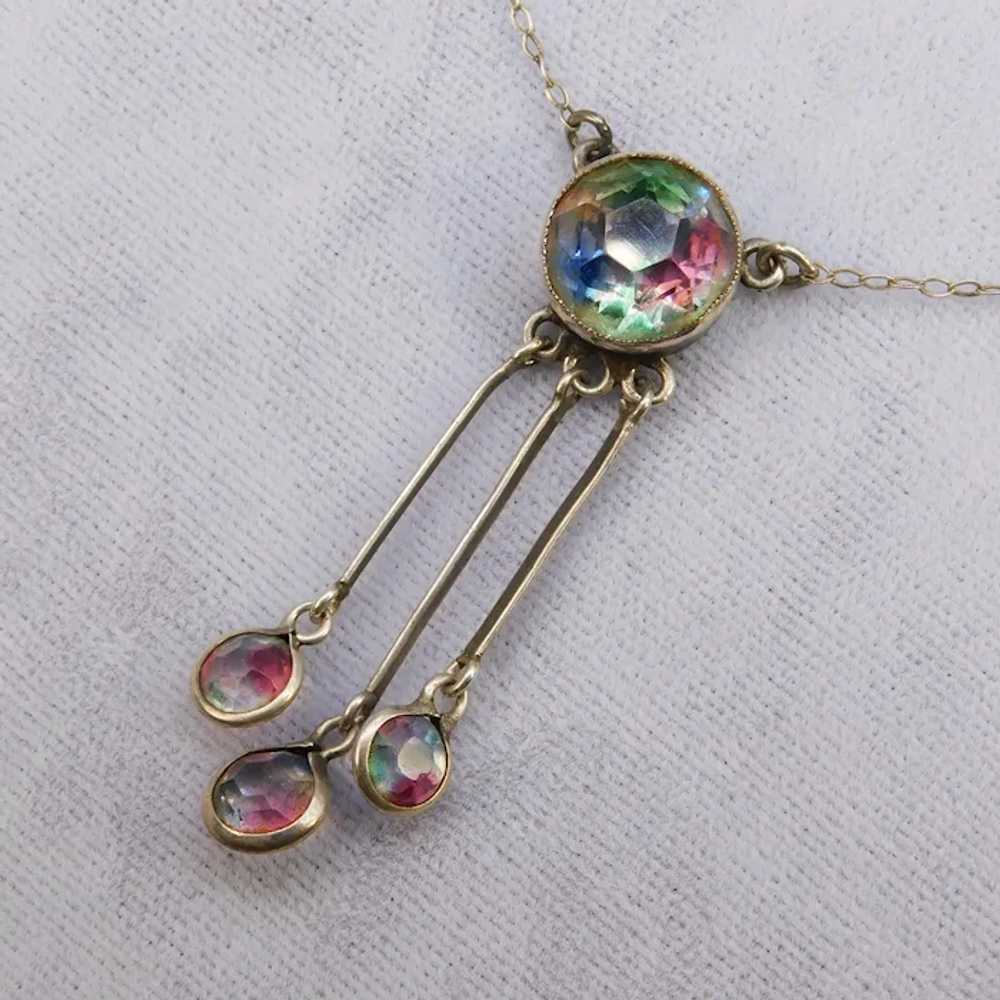 Vintage Iris Rainbow Glass Lingerie Drop Necklace… - image 4