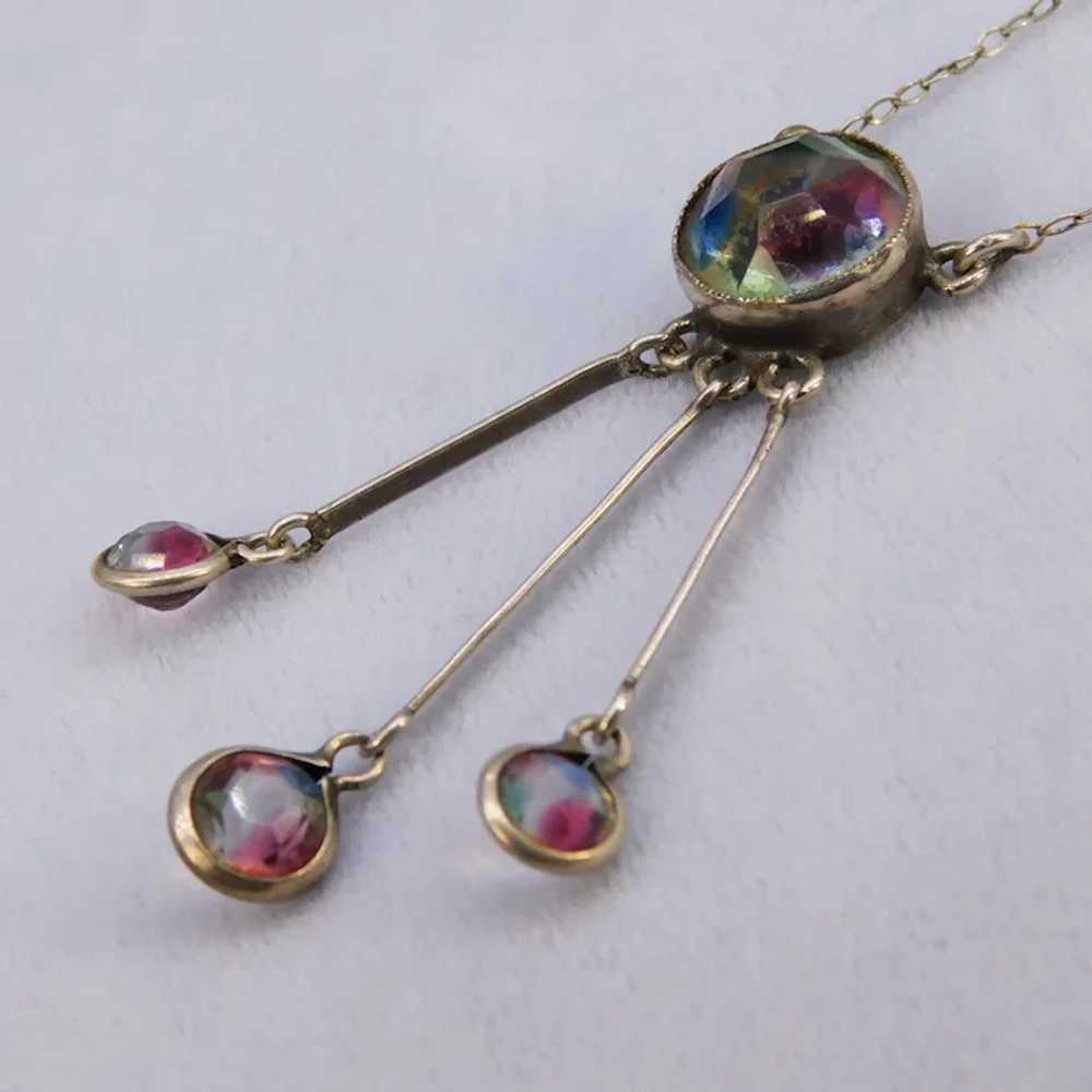 Vintage Iris Rainbow Glass Lingerie Drop Necklace… - image 5