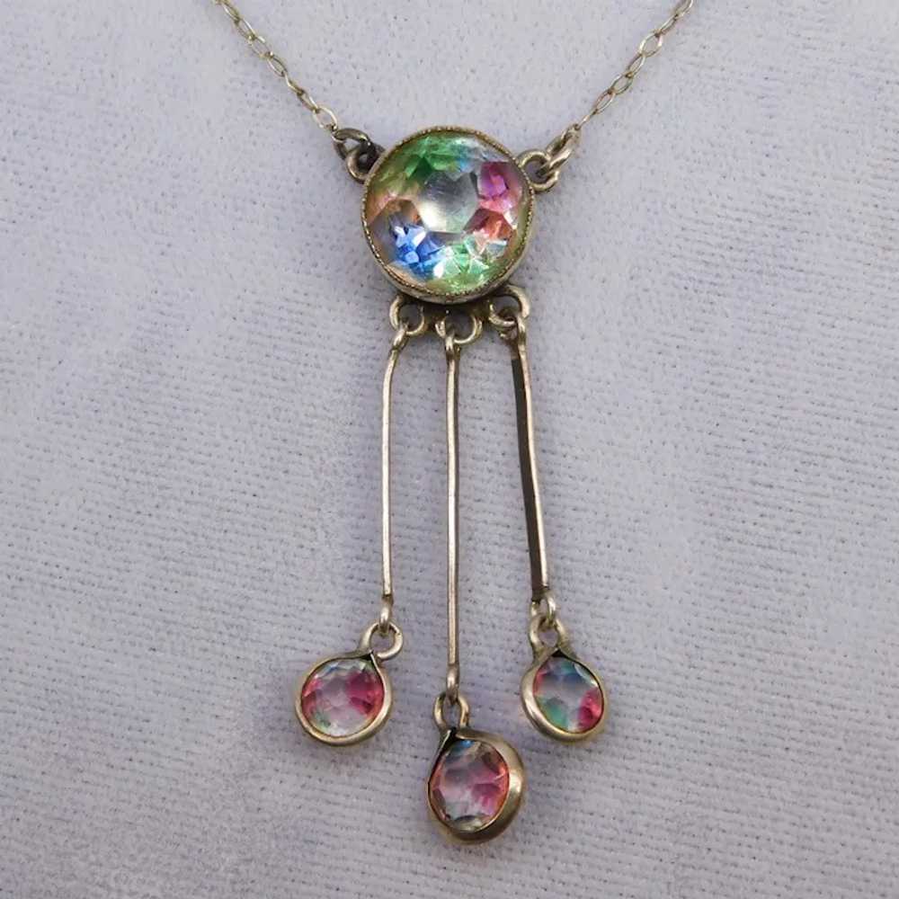 Vintage Iris Rainbow Glass Lingerie Drop Necklace… - image 6