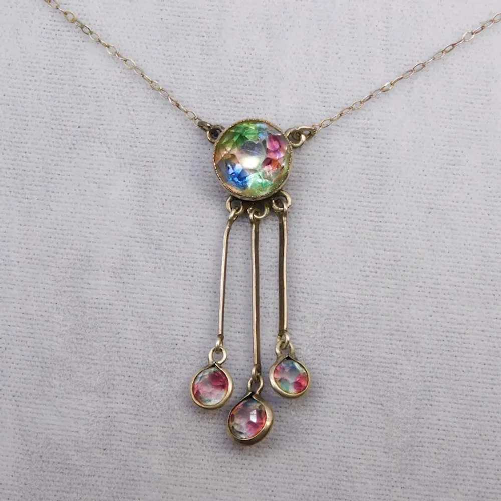 Vintage Iris Rainbow Glass Lingerie Drop Necklace… - image 7