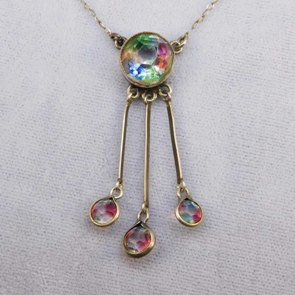 Vintage Iris Rainbow Glass Lingerie Drop Necklace… - image 8