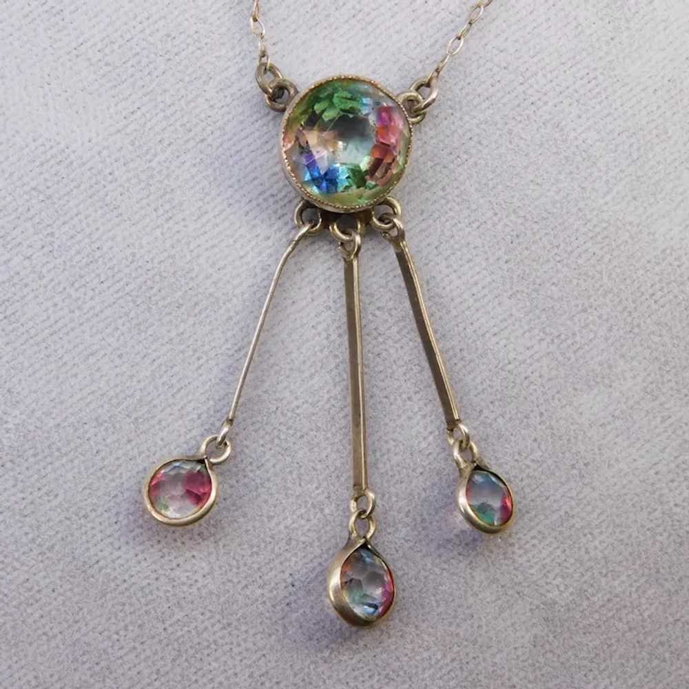 Vintage Iris Rainbow Glass Lingerie Drop Necklace… - image 9