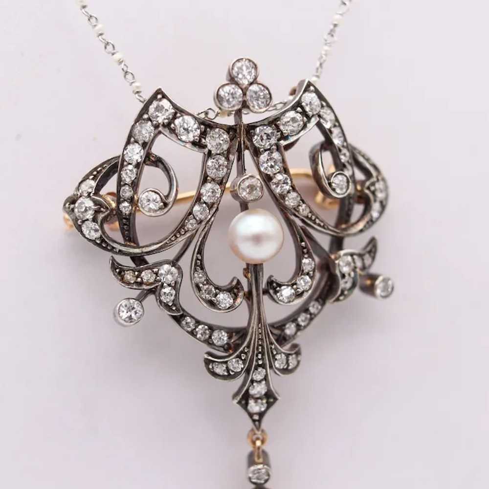 FRENCH 1880 Neo Classic Necklace-Brooch In 18Kt G… - image 11