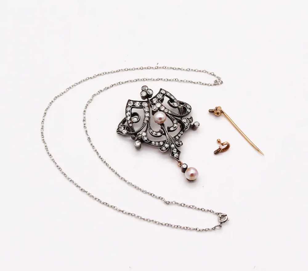 FRENCH 1880 Neo Classic Necklace-Brooch In 18Kt G… - image 4