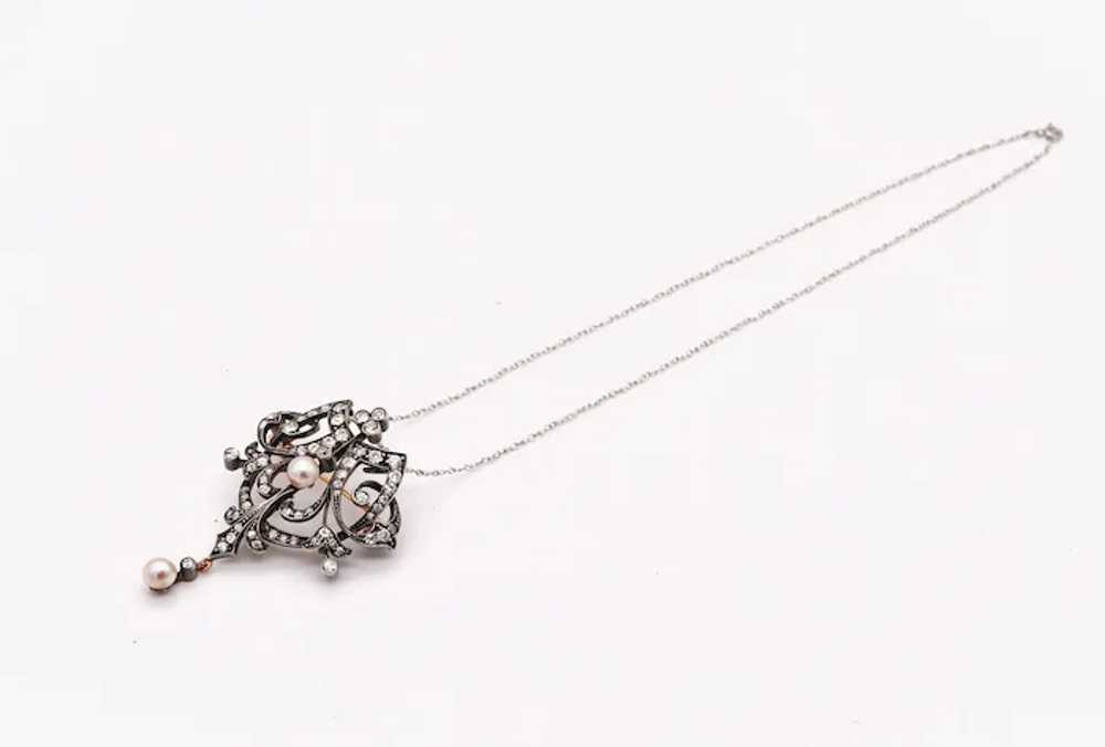 FRENCH 1880 Neo Classic Necklace-Brooch In 18Kt G… - image 9