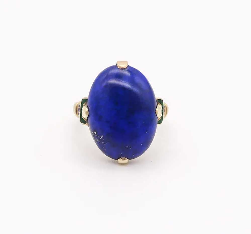 ART DECO 1925 Egyptian Revival Enameled Ring In 1… - image 4