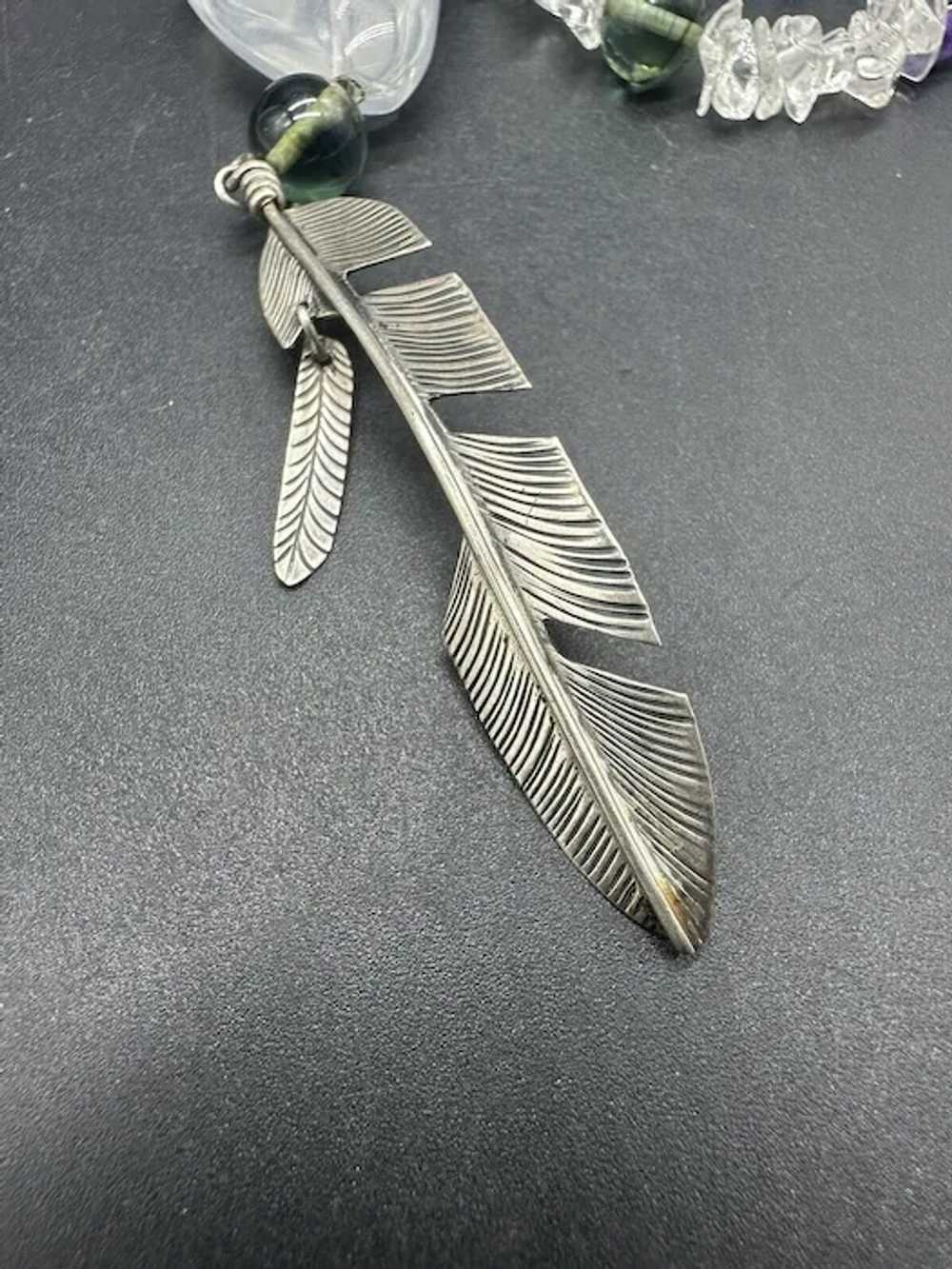 Ben S. Native American Sterling Silver Crystal Fe… - image 10