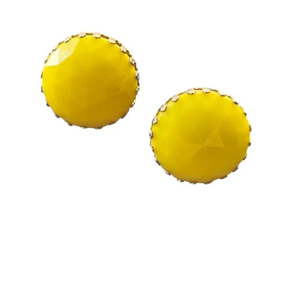 Castlecliff Vintage Yellow Lucite Clip-On Earrings - image 3