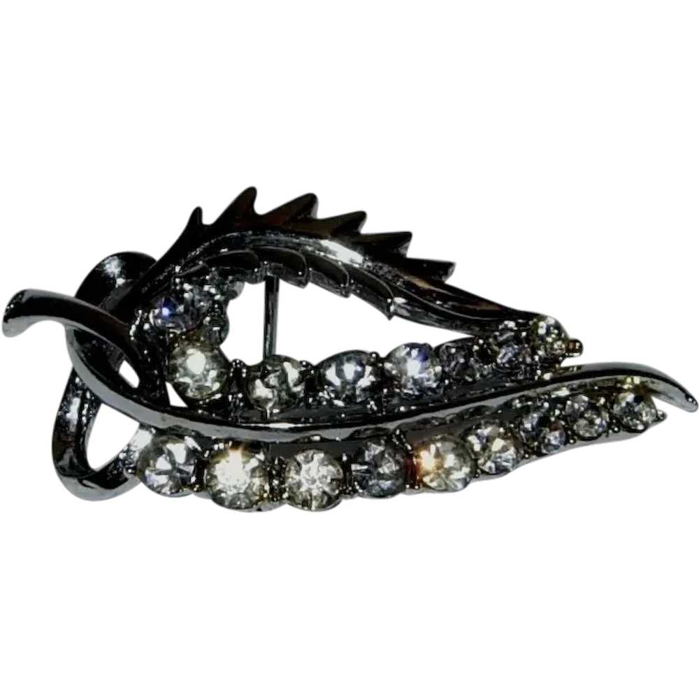 Classic Style Rhinestone Leaf Brooch by Coro - image 1