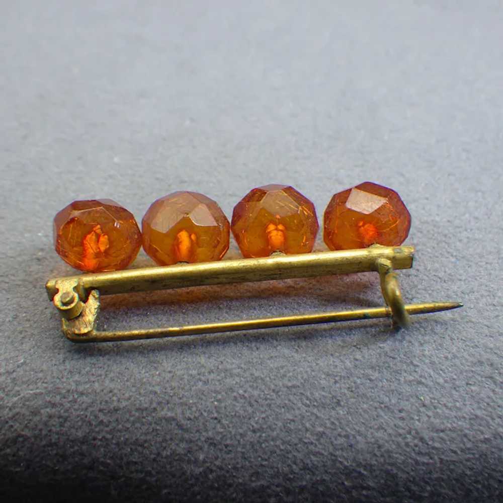 Antique Faceted Amber Bar Pin, 1860s Handmade Vic… - image 2