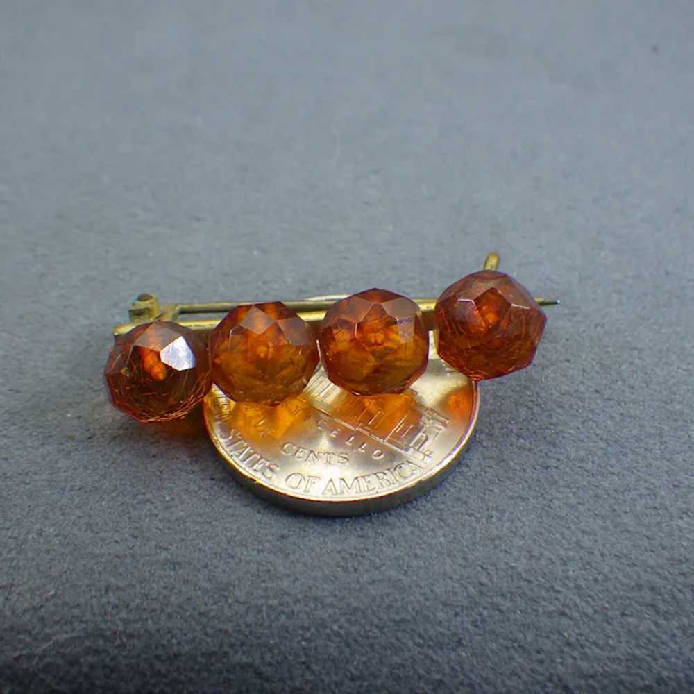 Antique Faceted Amber Bar Pin, 1860s Handmade Vic… - image 3