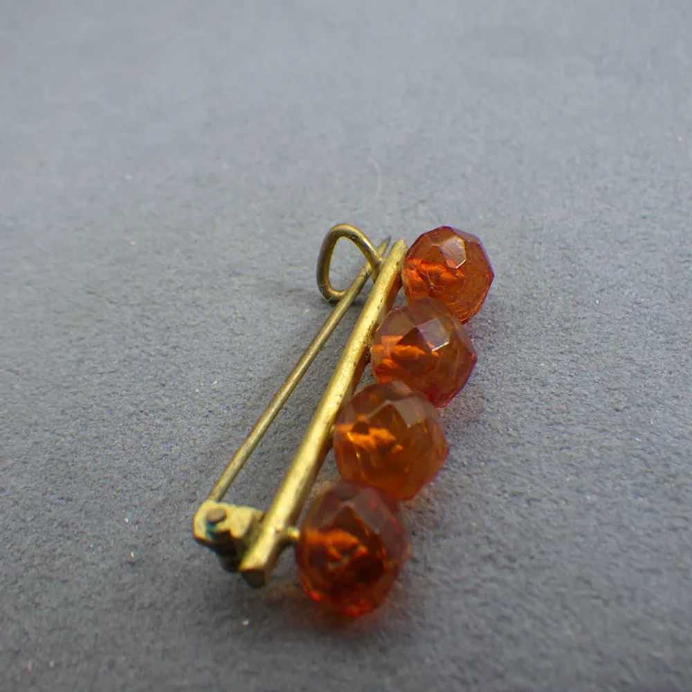 Antique Faceted Amber Bar Pin, 1860s Handmade Vic… - image 4