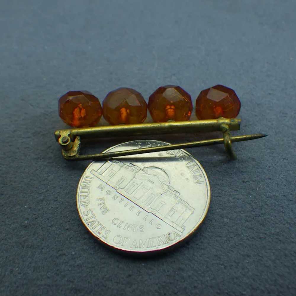 Antique Faceted Amber Bar Pin, 1860s Handmade Vic… - image 5