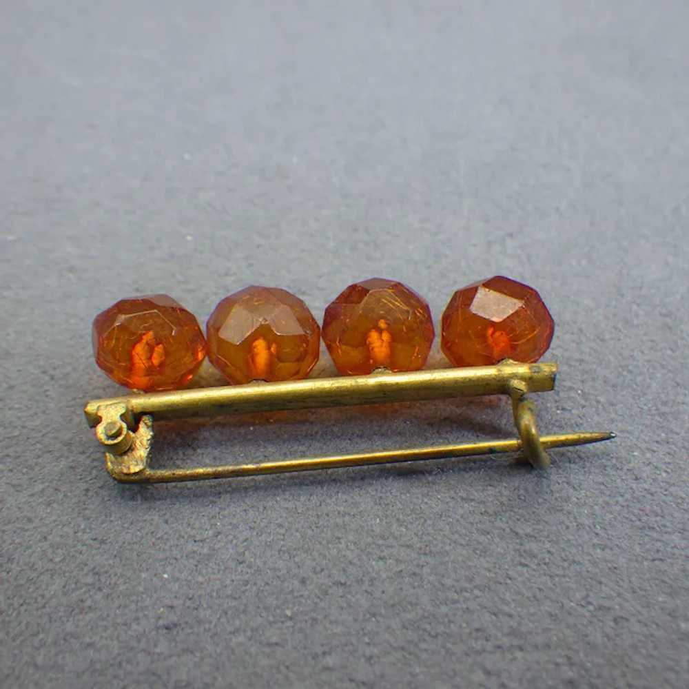 Antique Faceted Amber Bar Pin, 1860s Handmade Vic… - image 6