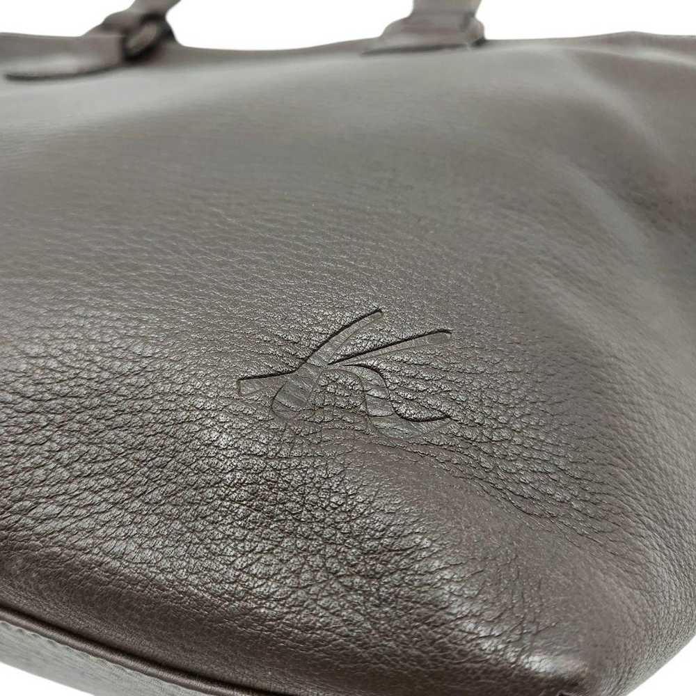 Kitamura Handbag All Leather Embossed Logo Brown - image 12