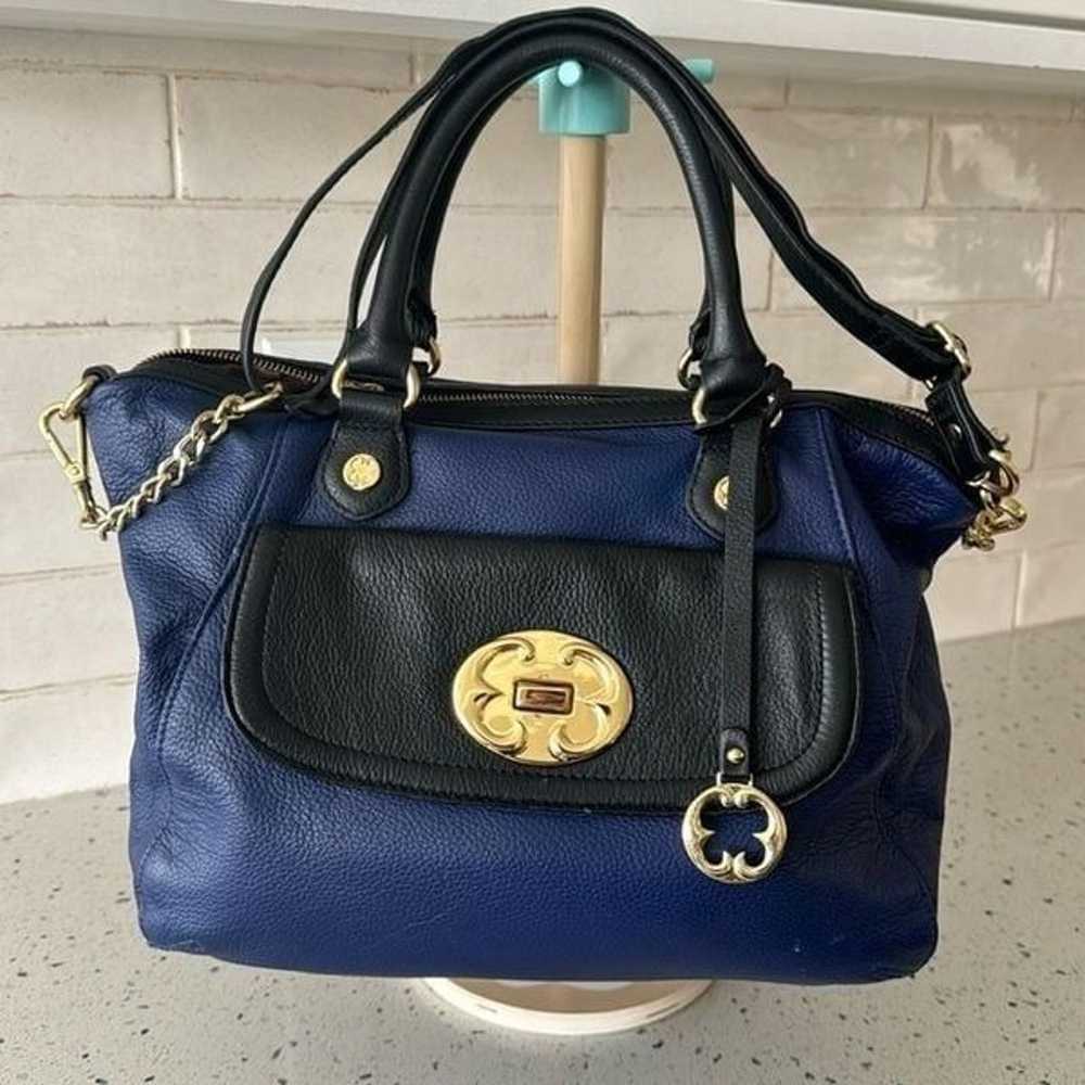 Emma Fox Satchel Blue/Black Soft Pebbled Leather … - image 12