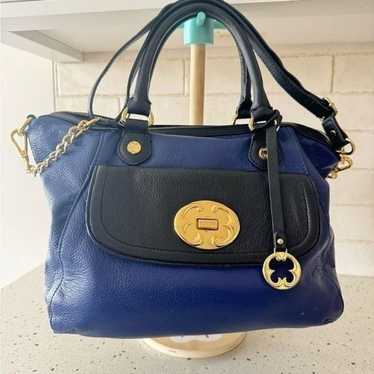 Emma Fox Satchel Blue/Black Soft Pebbled Leather … - image 1