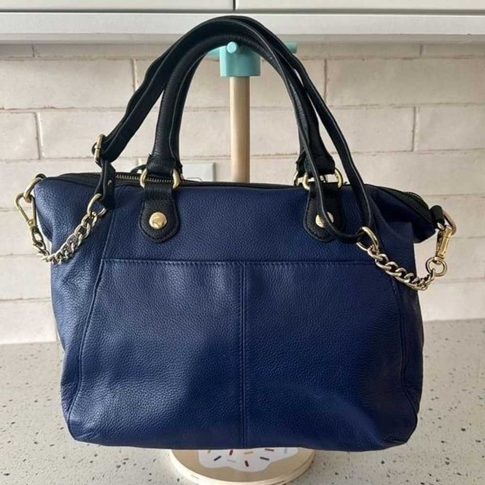 Emma Fox Satchel Blue/Black Soft Pebbled Leather … - image 2